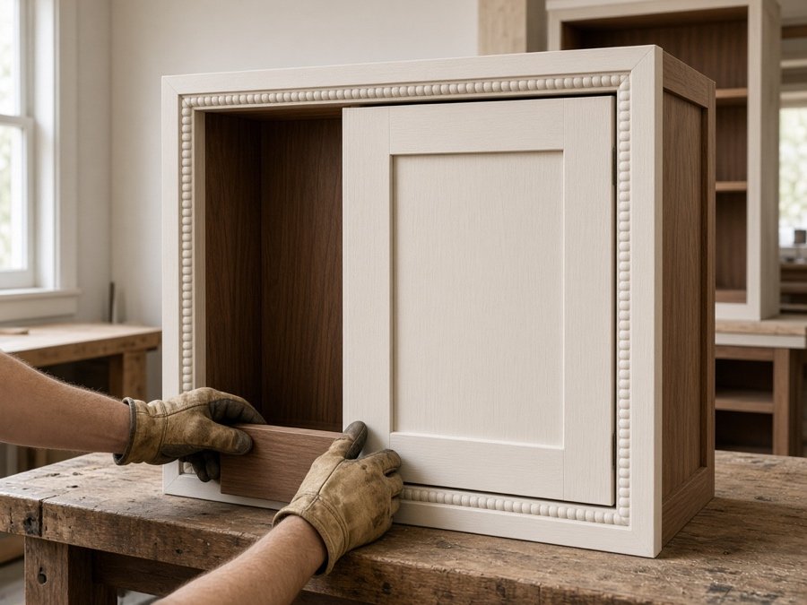 Cabinet maker fitting an inset door — cabinet maker + custom millwork in Cerritos, CA