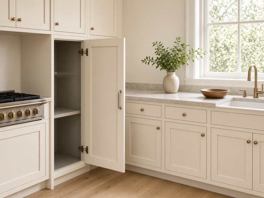 Repainted cabinets with even door reveals — custom cabinets in Cerritos, CA