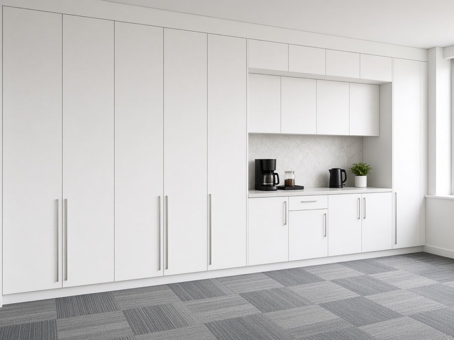 Laminate storage wall in an office — custom cabinets in Cerritos, CA