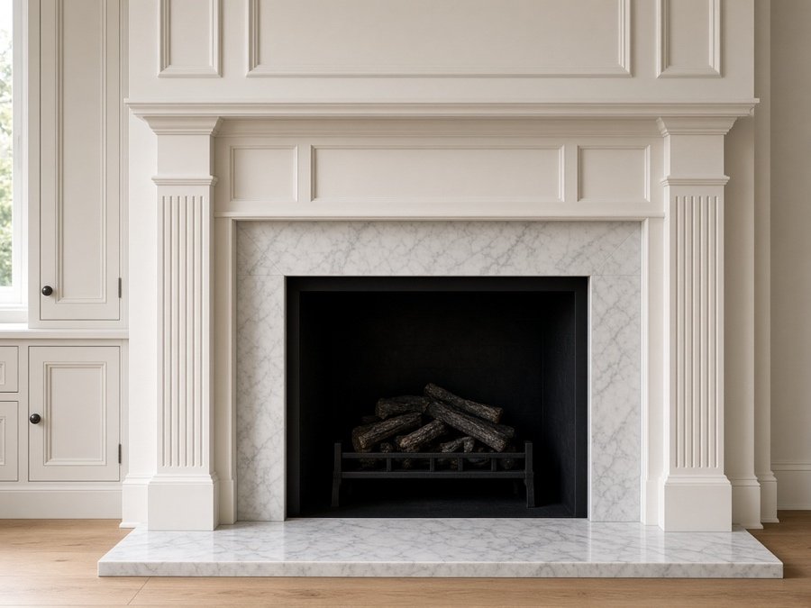 Custom painted fireplace mantel — custom cabinets in Cerritos, CA