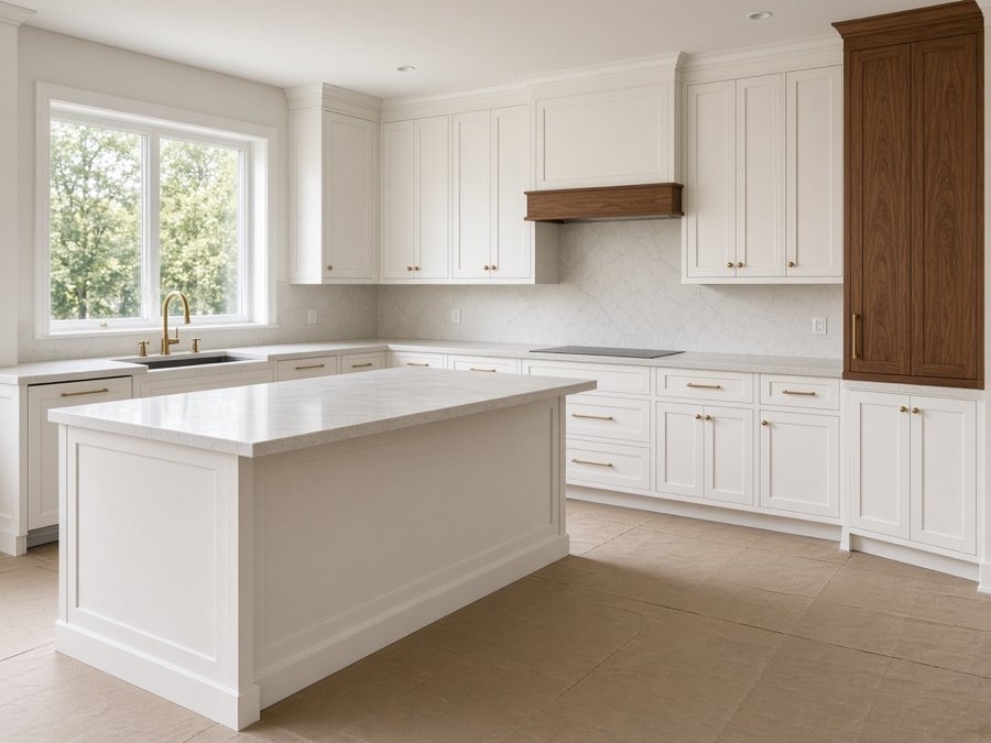 Completed cabinet install awaiting counters — kitchen cabinet installation in Cerritos, CA