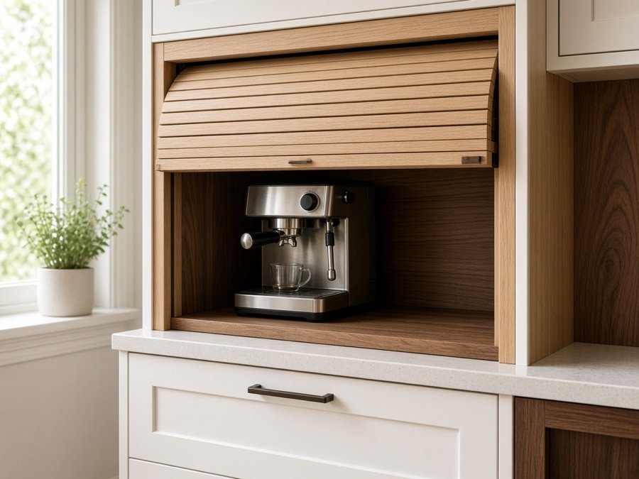 Appliance garage with lift-up door — kitchen cabinets in Cerritos, CA